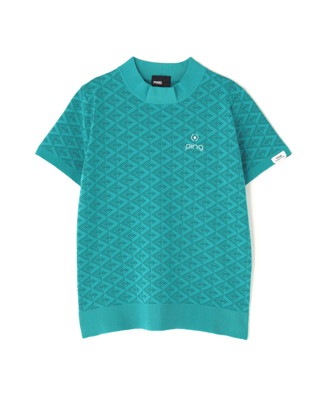 【PING APPAREL】AZモノグラムジャカード半袖ハイネックネックニット <PERFORMANCE> (LADIES)