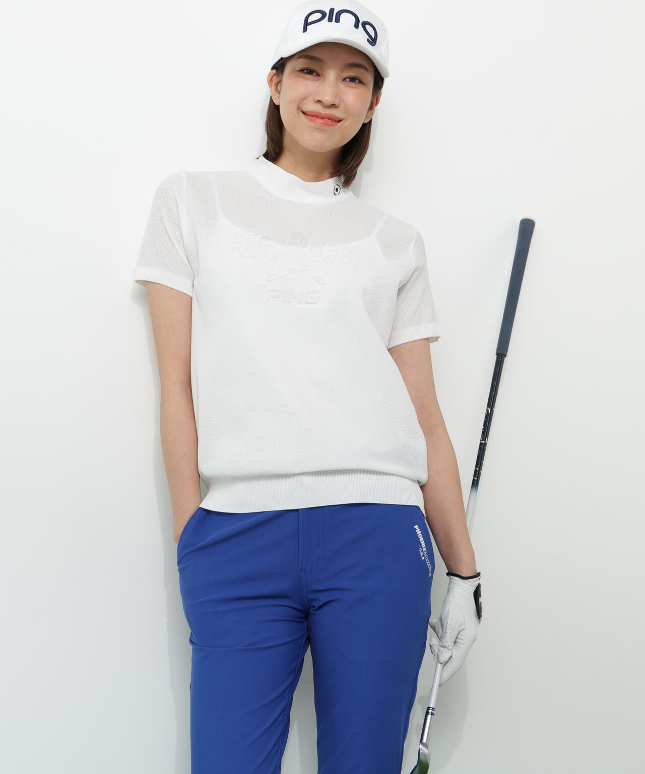 【PING APPAREL】Mr.PINGエンボス半袖ハイネックニット <NATIVE> (LADIES)