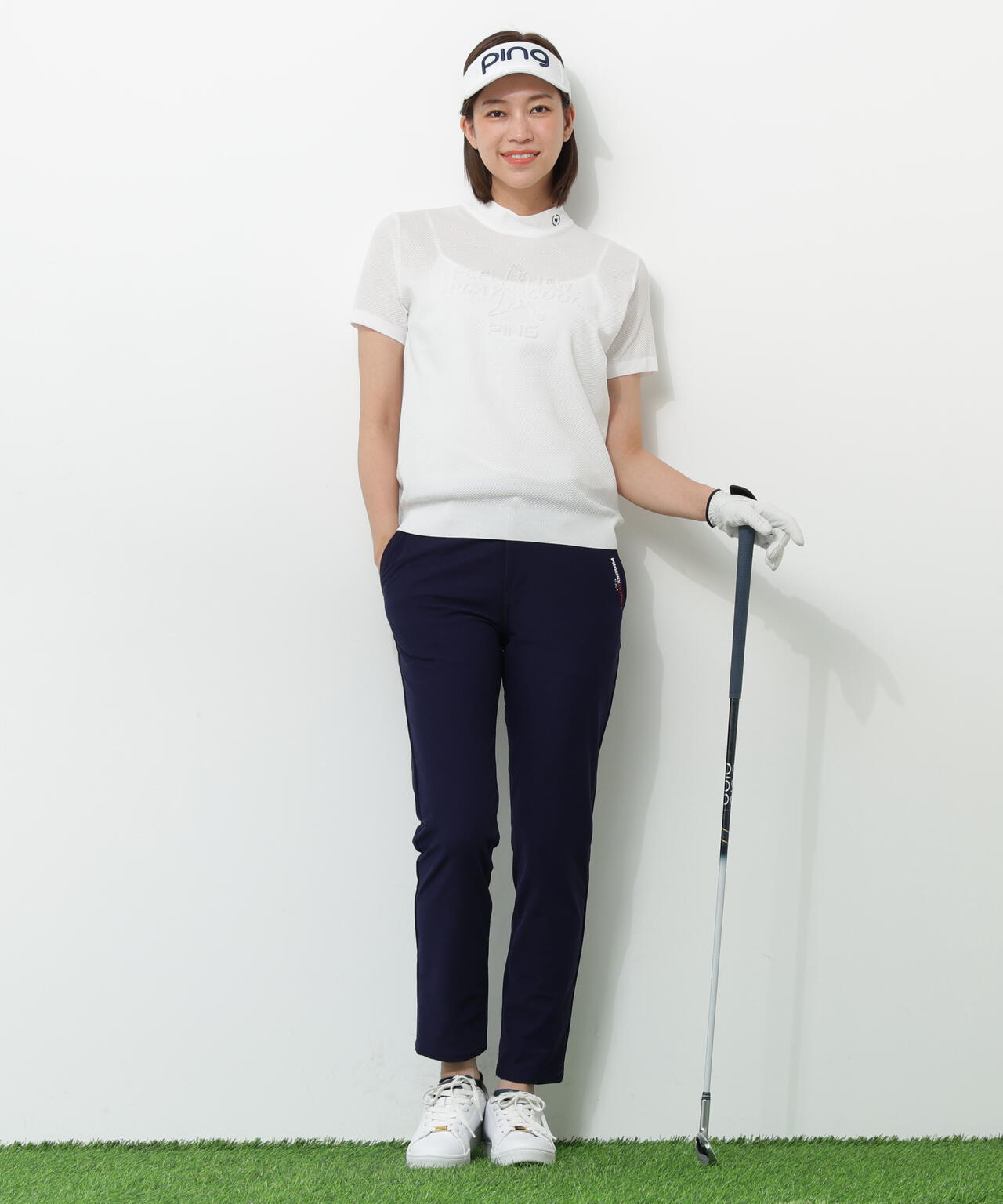 【PING APPAREL】Mr.PINGエンボス半袖ハイネックニット <NATIVE> (LADIES)