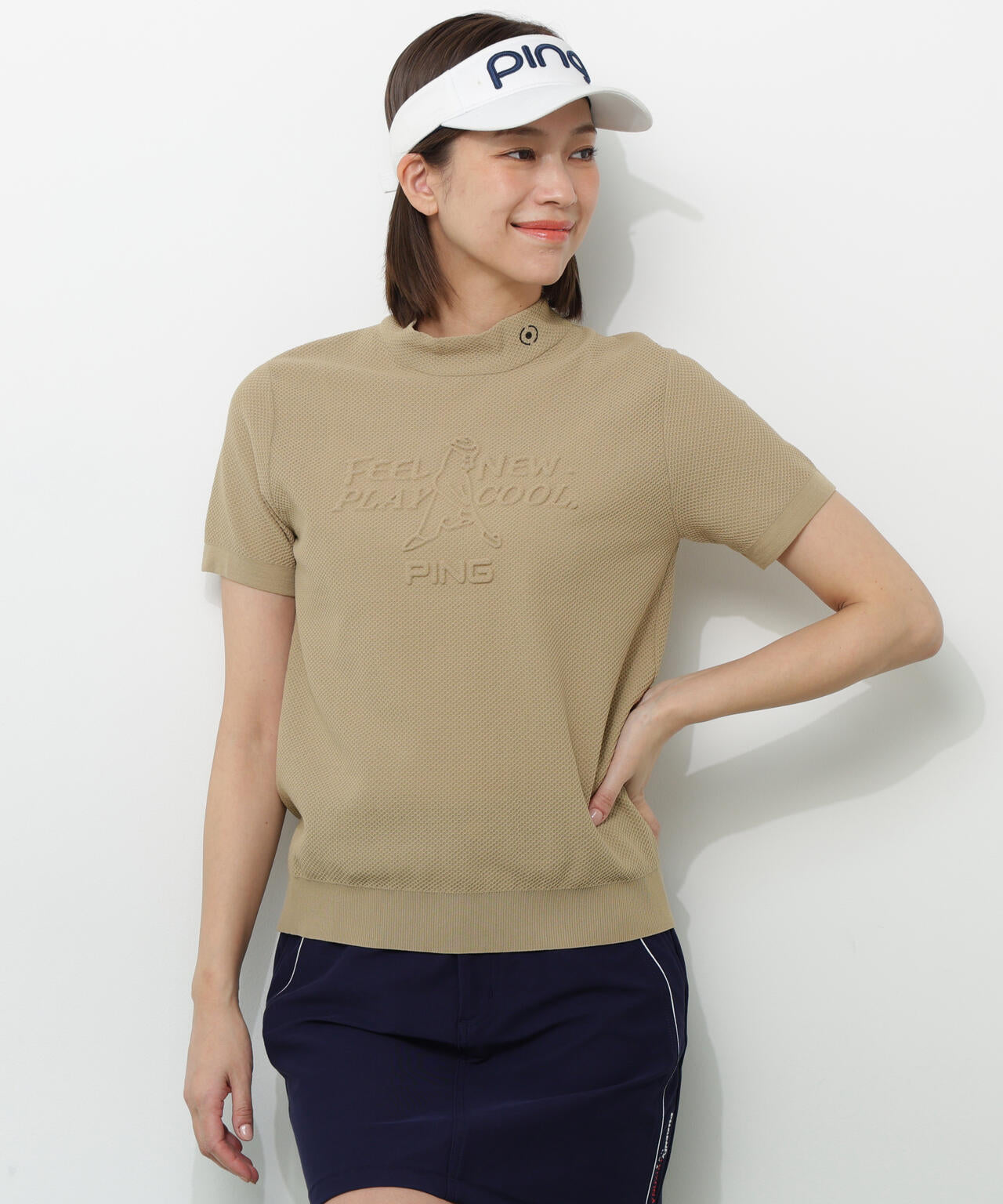 【PING APPAREL】Mr.PINGエンボス半袖ハイネックニット <NATIVE> (LADIES)