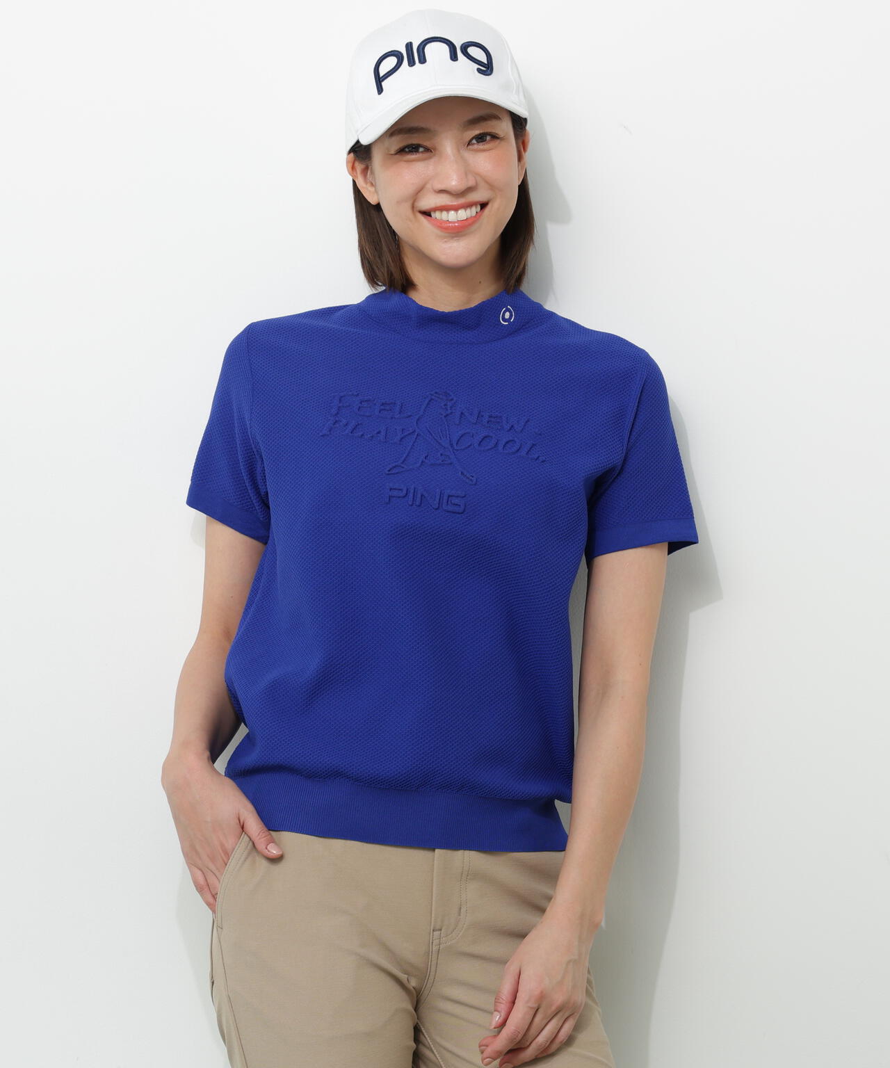 【PING APPAREL】Mr.PINGエンボス半袖ハイネックニット <NATIVE> (LADIES)