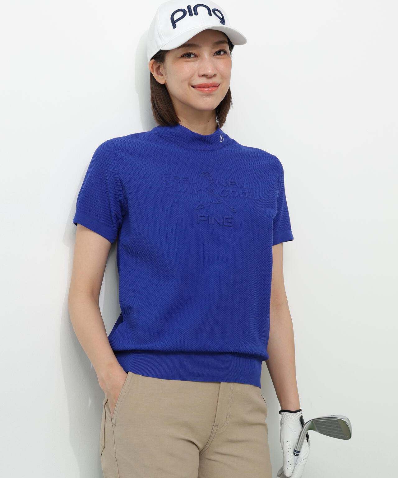 【PING APPAREL】Mr.PINGエンボス半袖ハイネックニット <NATIVE> (LADIES)