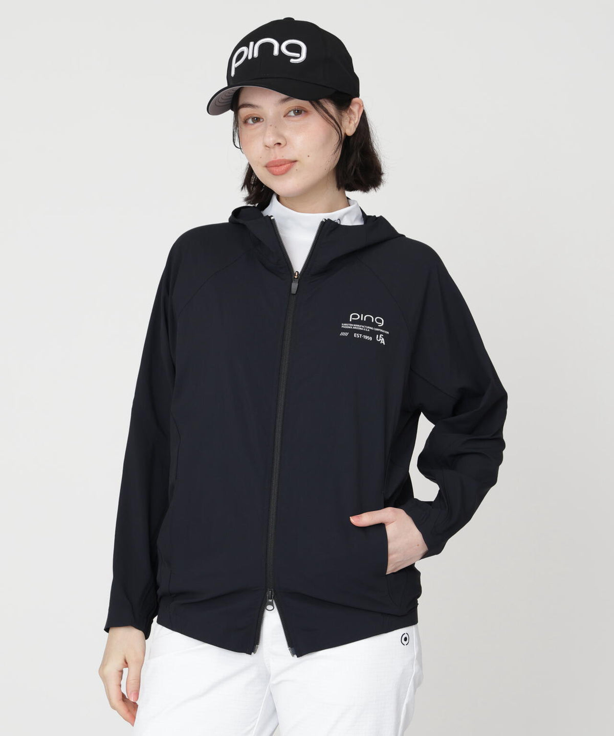 【PING APPAREL】全方向ストレッチフルジップフーディーブルゾン (LADIES)