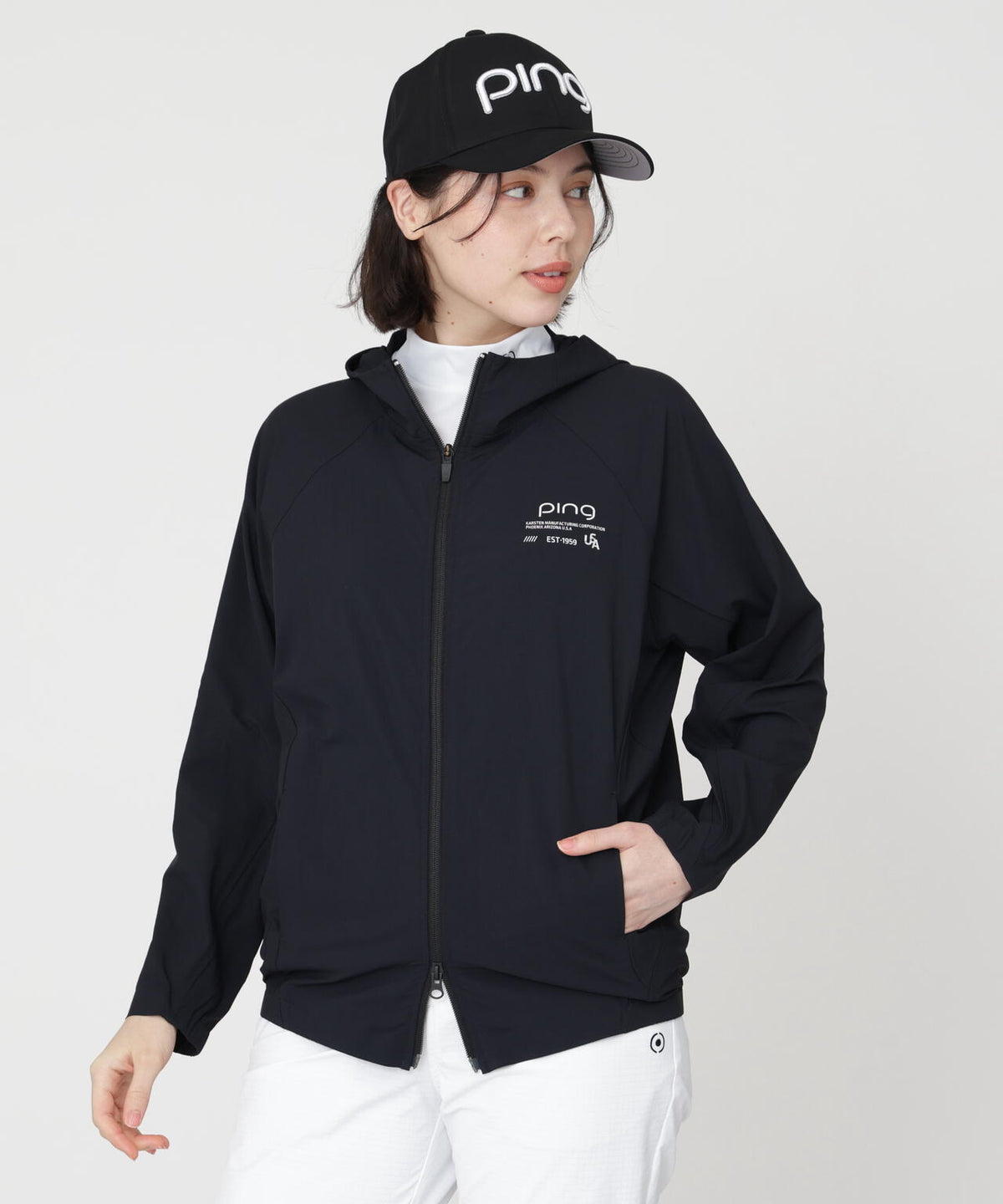 【PING APPAREL】全方向ストレッチフルジップフーディーブルゾン (LADIES)