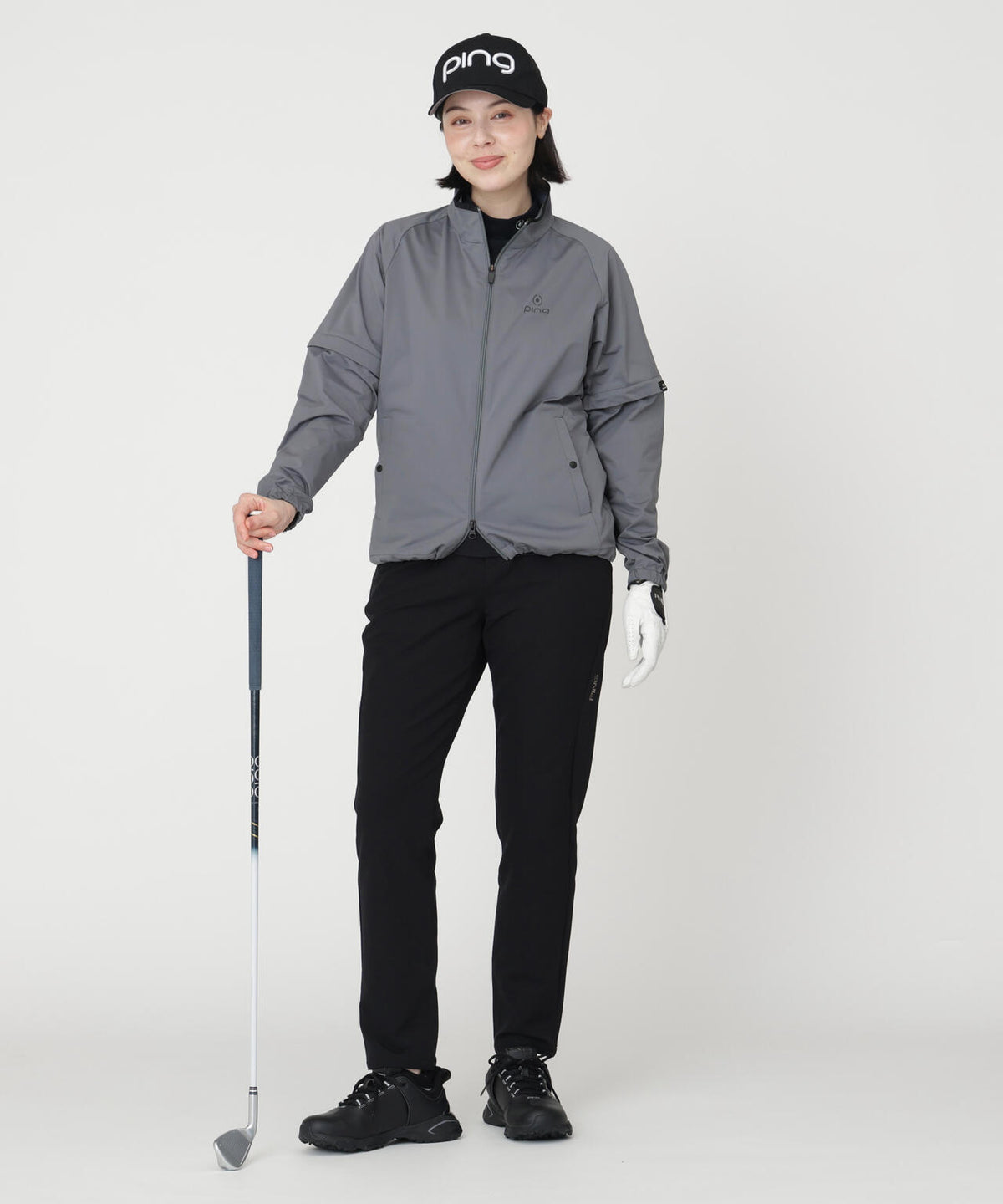 【PING APPAREL】ストレッチハイゲージ天竺2WAYスタンドフルジップブルゾン (LADIES)