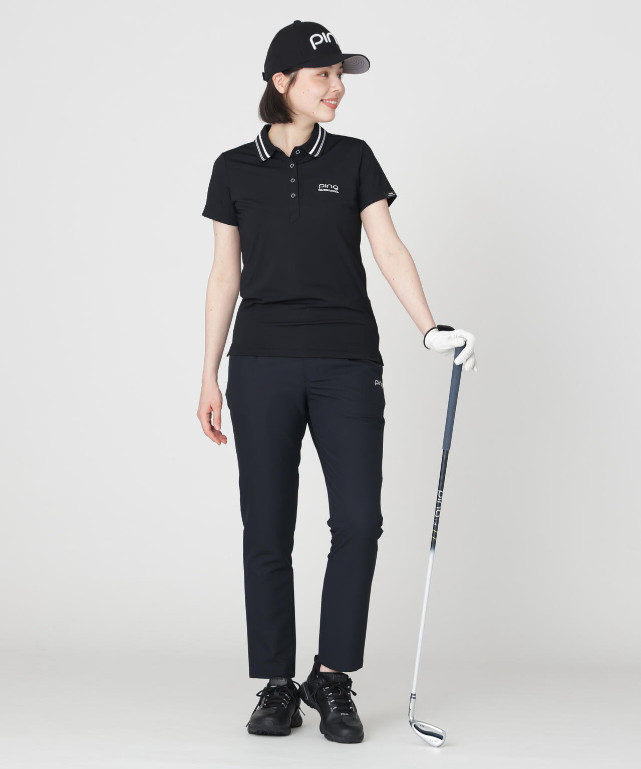 【PING APPAREL】全方向ストレッチ裏グリッドナイロン5ポケットテーパードパンツ (LADIES)