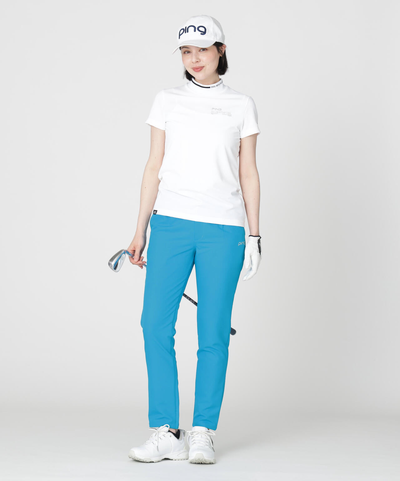 【PING APPAREL】全方向ストレッチ裏グリッドナイロン5ポケットテーパードパンツ (LADIES)