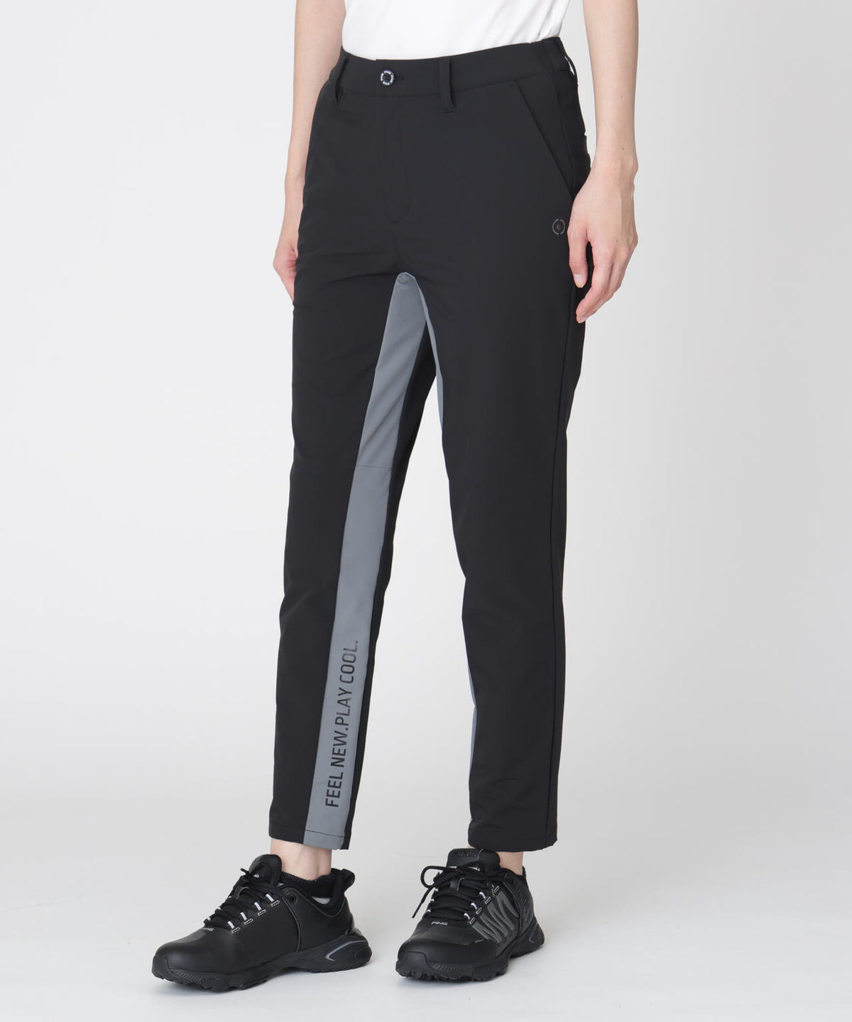 【PING APPAREL】全方向ストレッチ二重織 フィット&ストレッチ配色テーパードパンツ (LADIES)