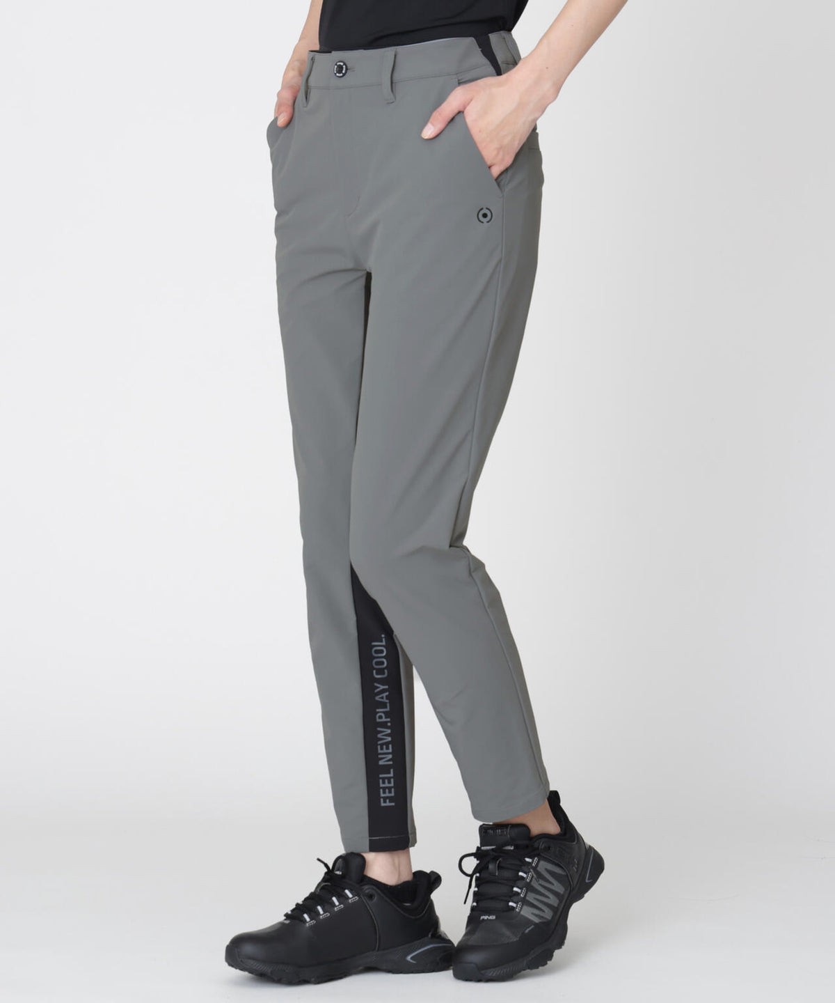 【PING APPAREL】全方向ストレッチ二重織 フィット&ストレッチ配色テーパードパンツ (LADIES)