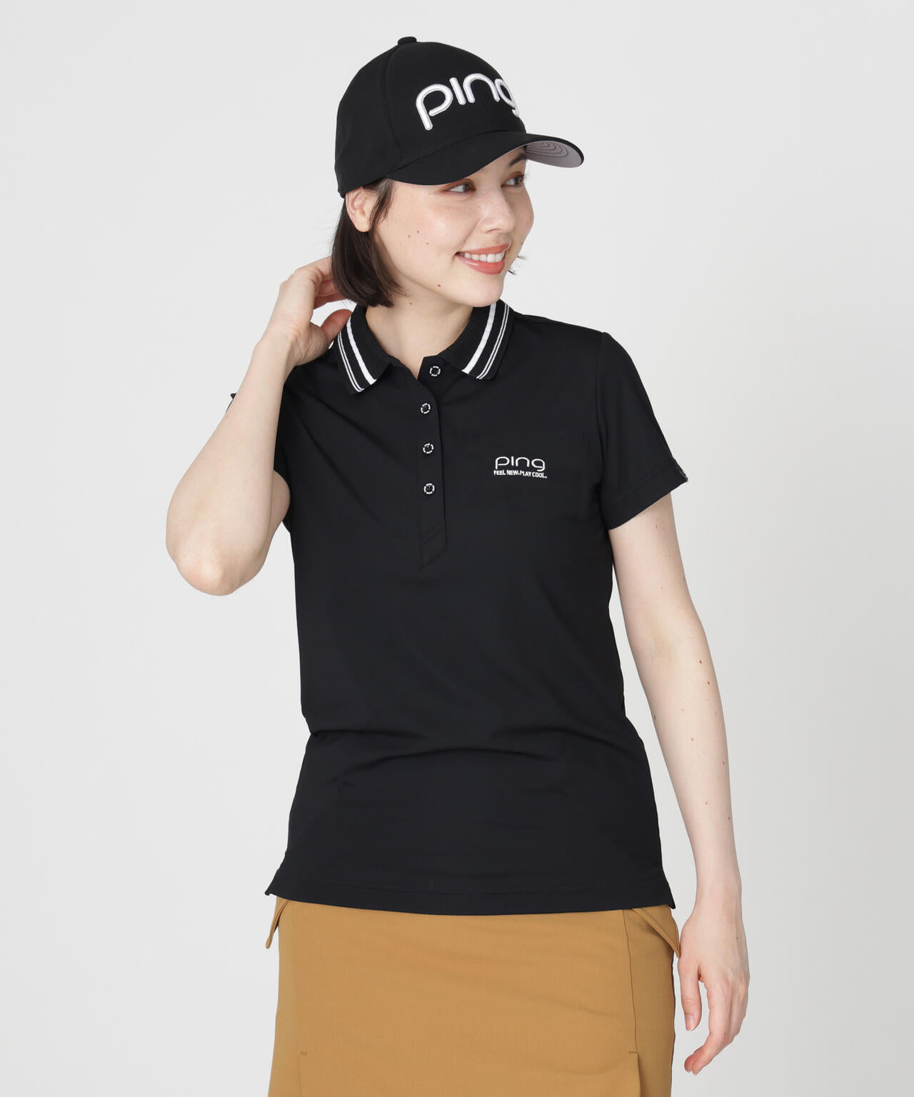 【PING APPAREL】ライン衿半袖ポロシャツ (LADIES)