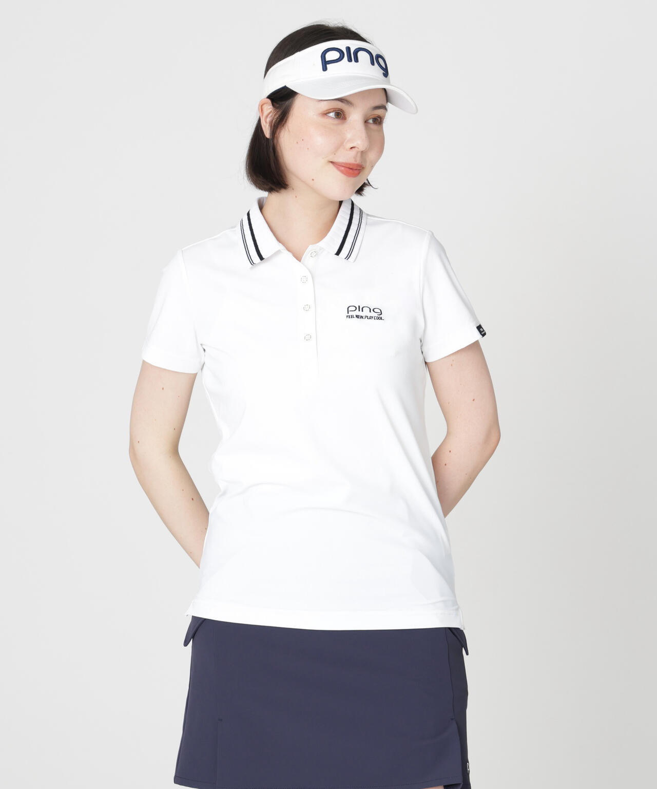 【PING APPAREL】ライン衿半袖ポロシャツ (LADIES)