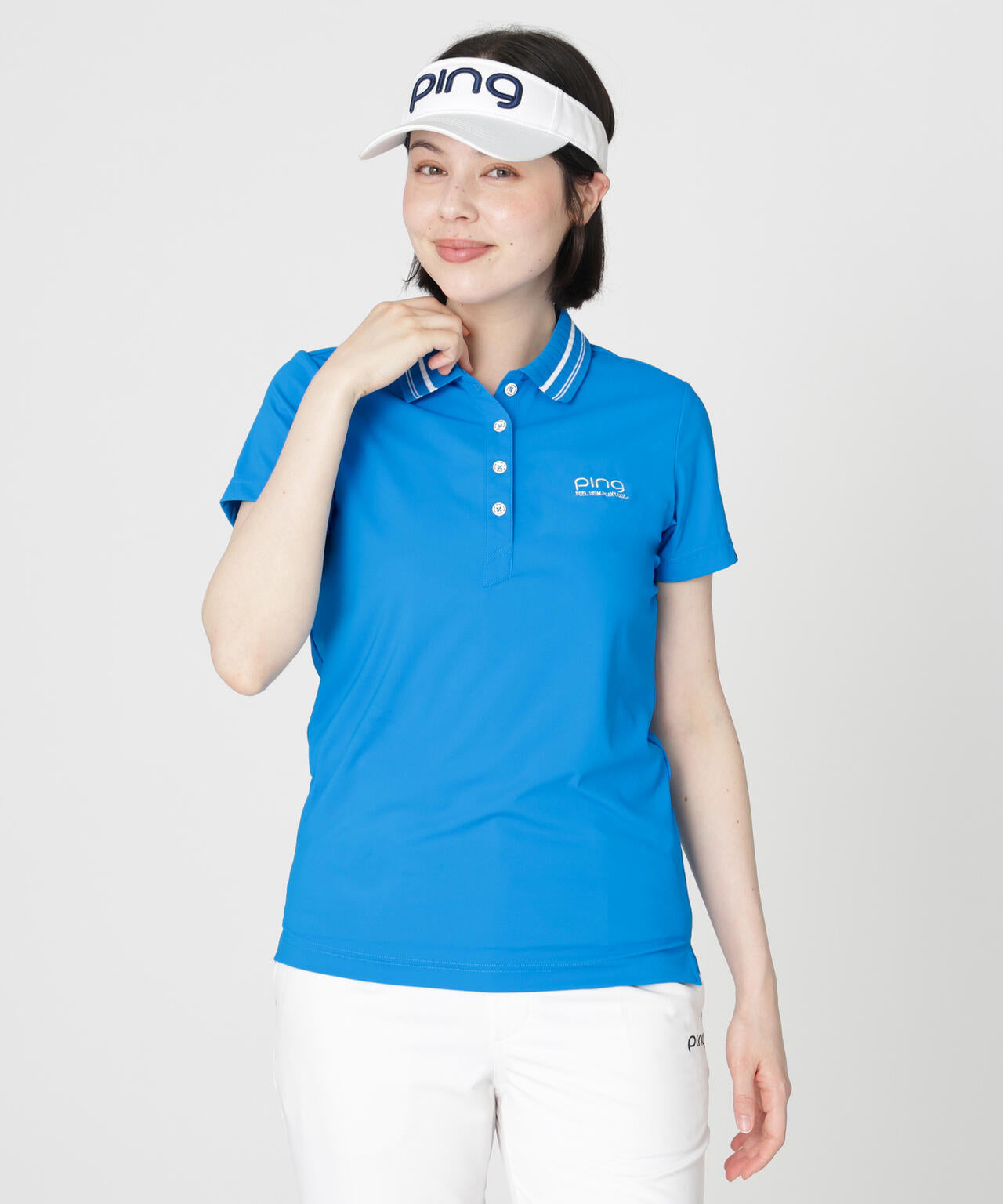 【PING APPAREL】ライン衿半袖ポロシャツ (LADIES)