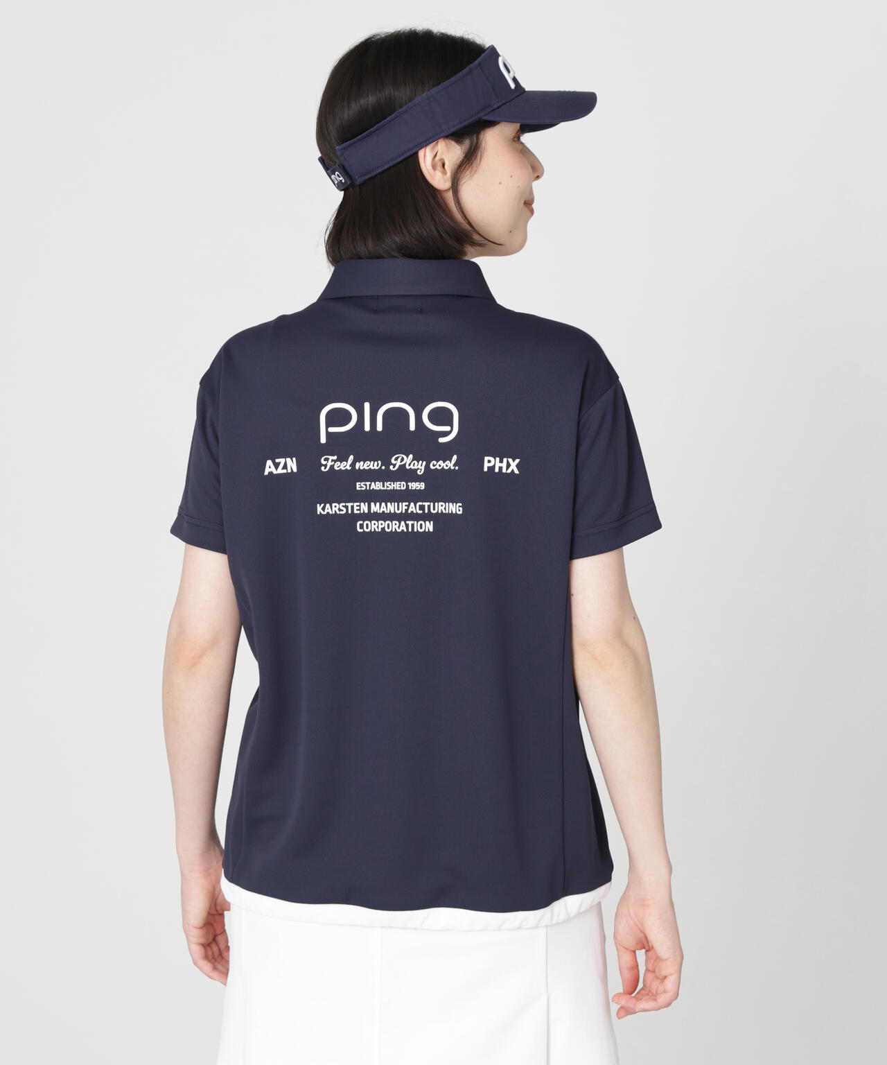 【PING APPAREL】オクタピンメッシュ半袖ハーフジップシャツ (LADIES)