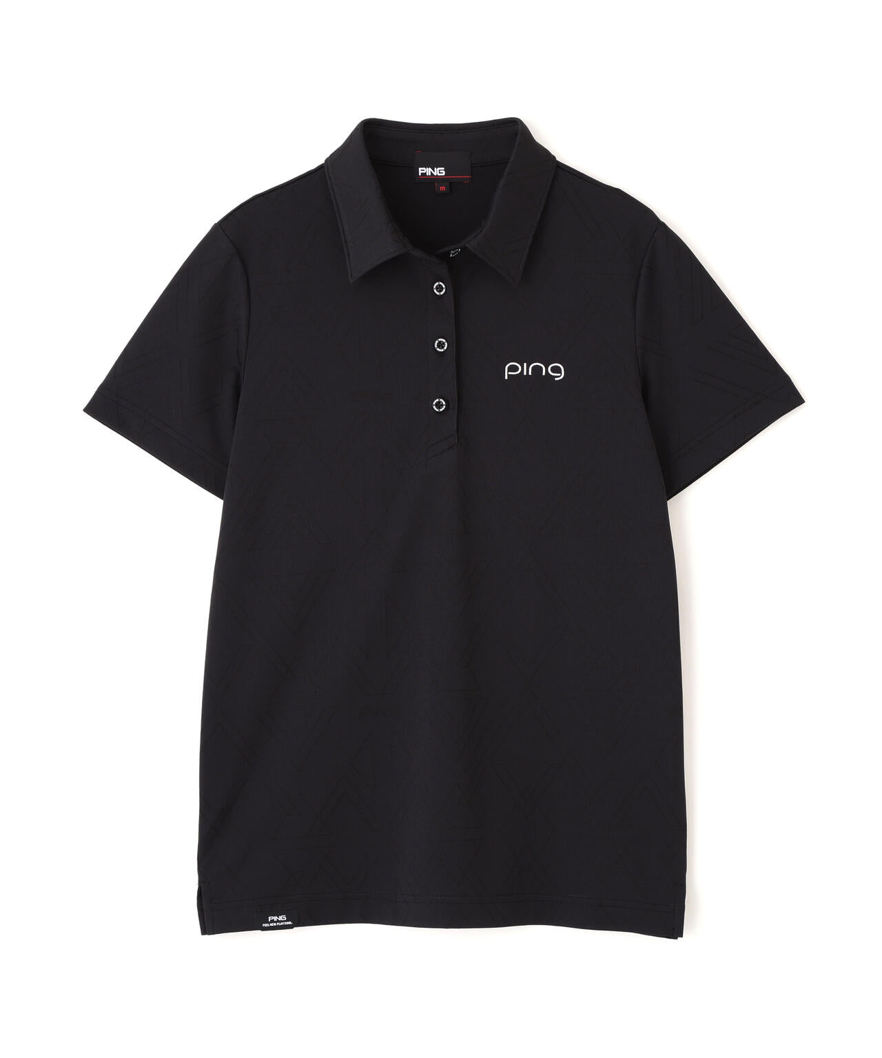 【PING APPAREL】ストレッチダルブラ三角幾何学柄ジャカード半袖ポロシャツ (LADIES)
