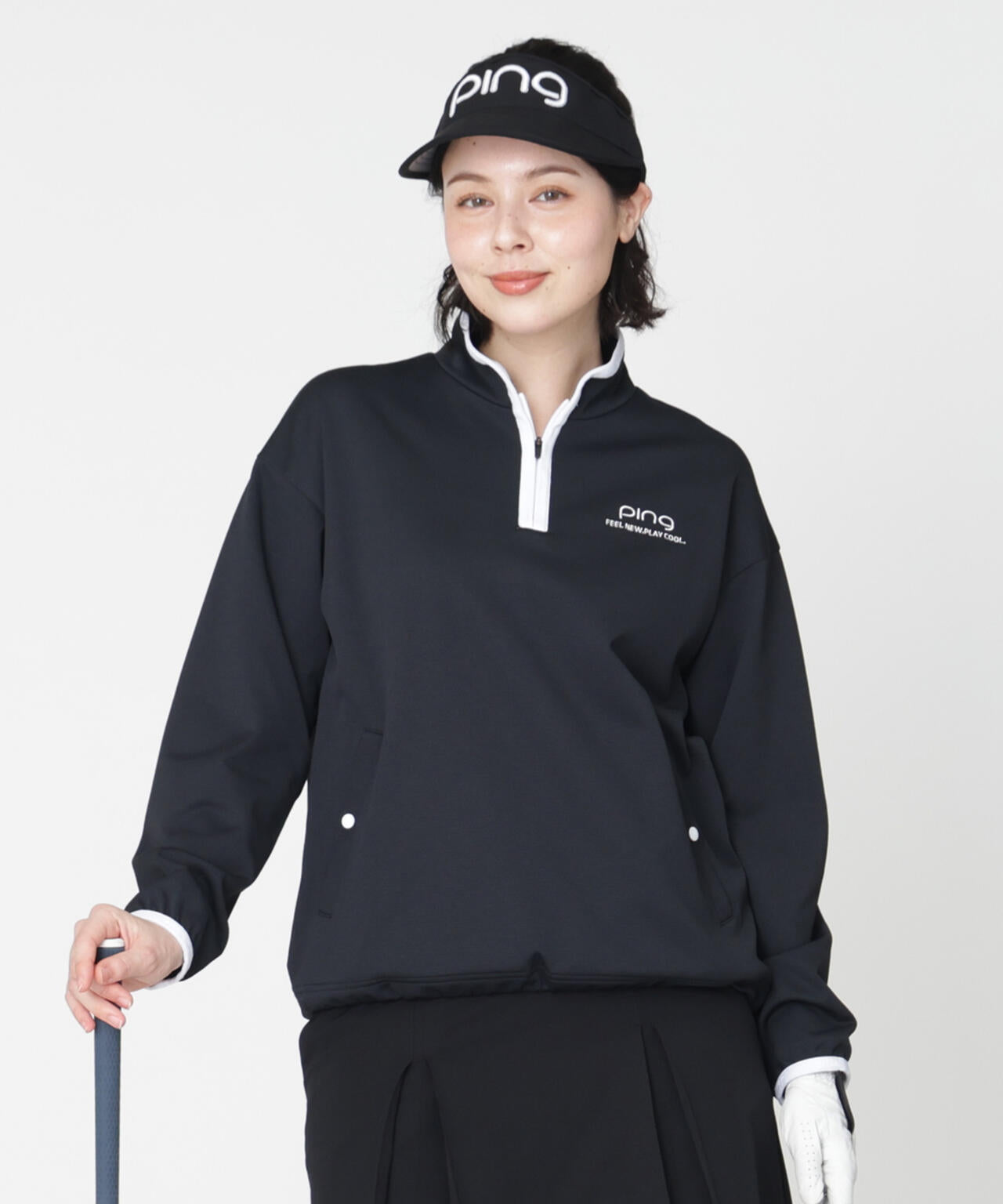 【PING APPAREL】メッシュリバーニットハーフジップカットソー (LADIES)