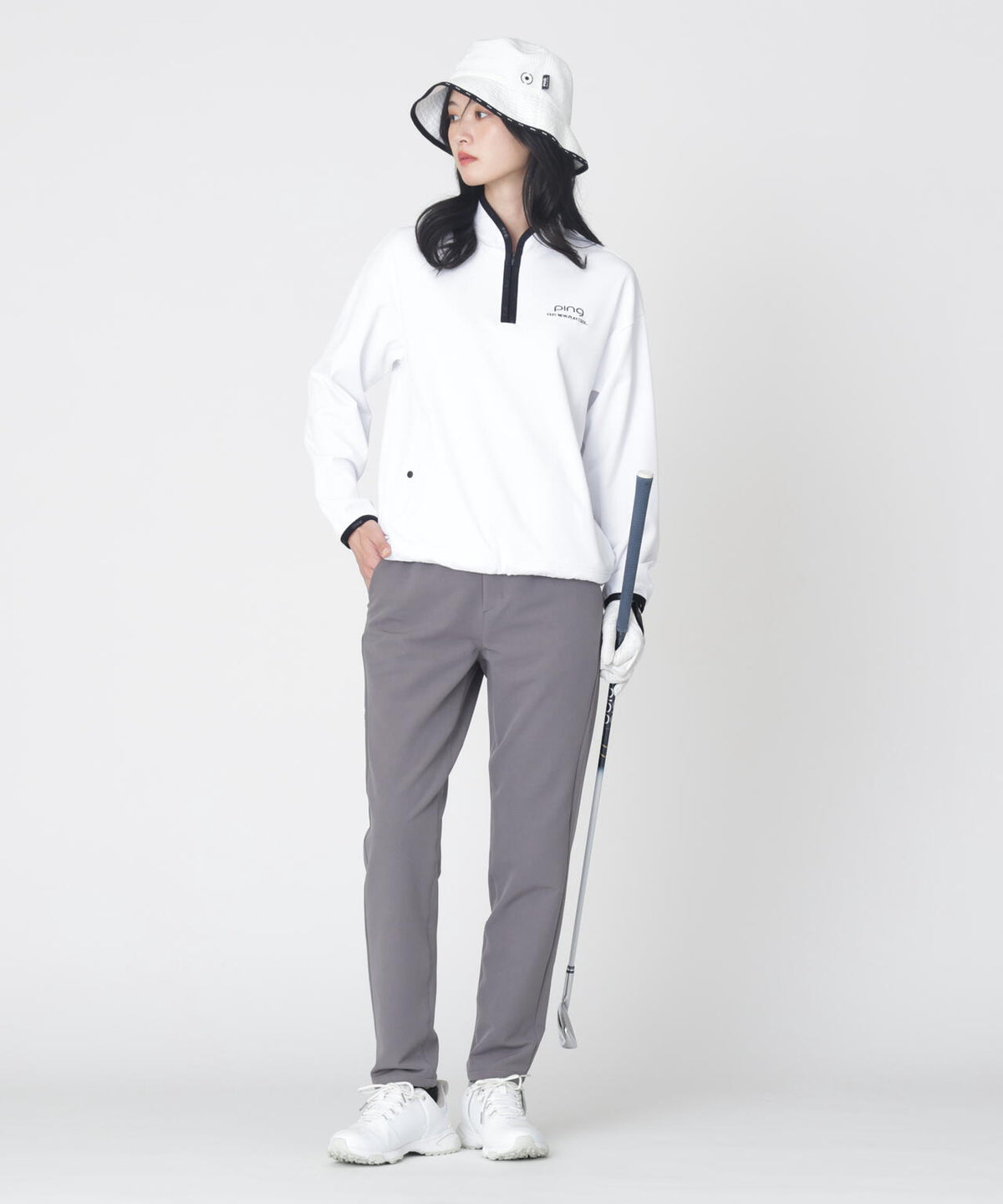 【PING APPAREL】メッシュリバーニットハーフジップカットソー (LADIES)