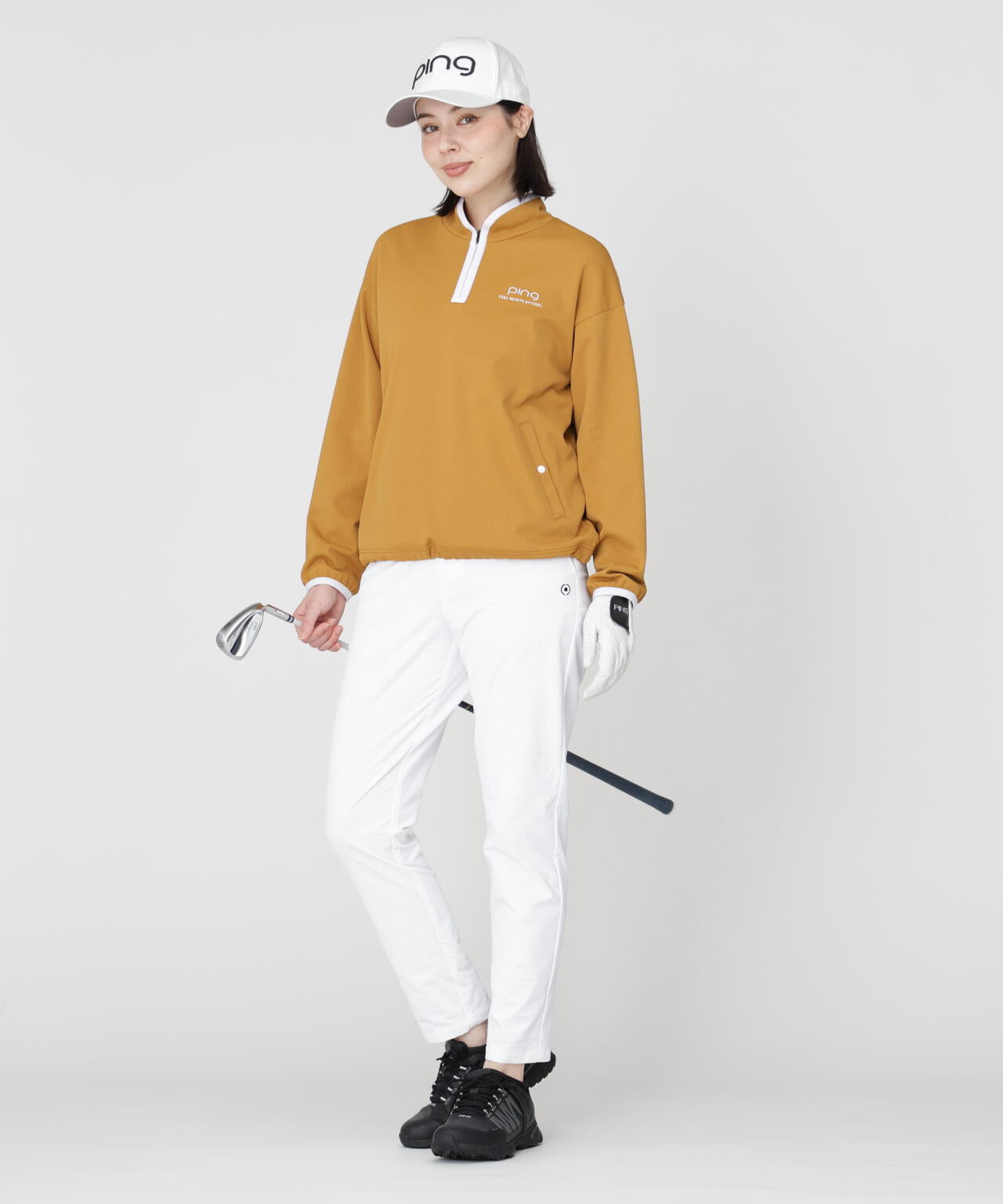 【PING APPAREL】メッシュリバーニットハーフジップカットソー (LADIES)