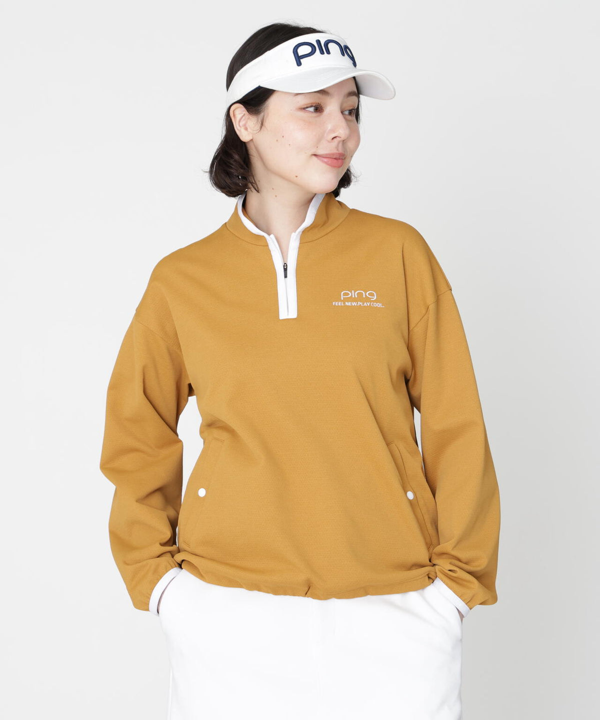 【PING APPAREL】メッシュリバーニットハーフジップカットソー (LADIES)