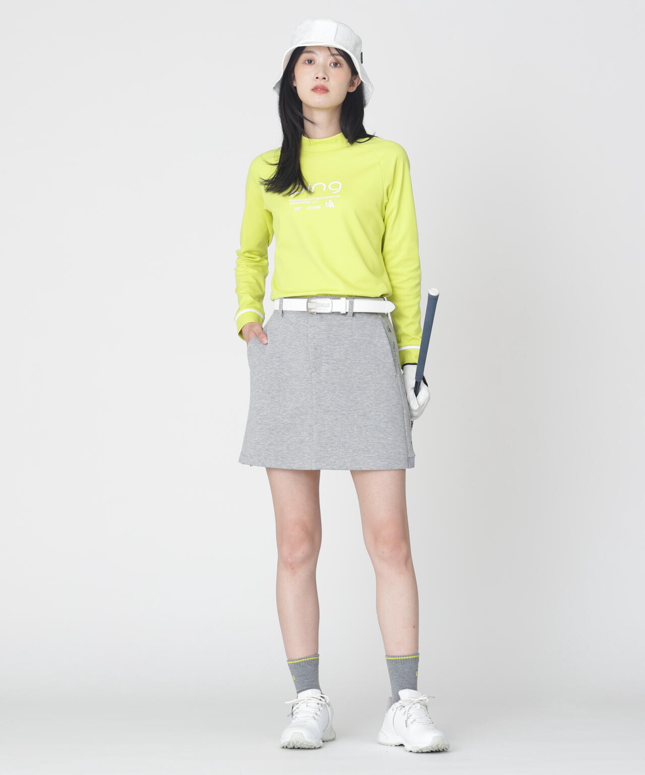 【PING APPAREL】格子リバーススクラムテック長袖ハイネックシャツ (LADIES)