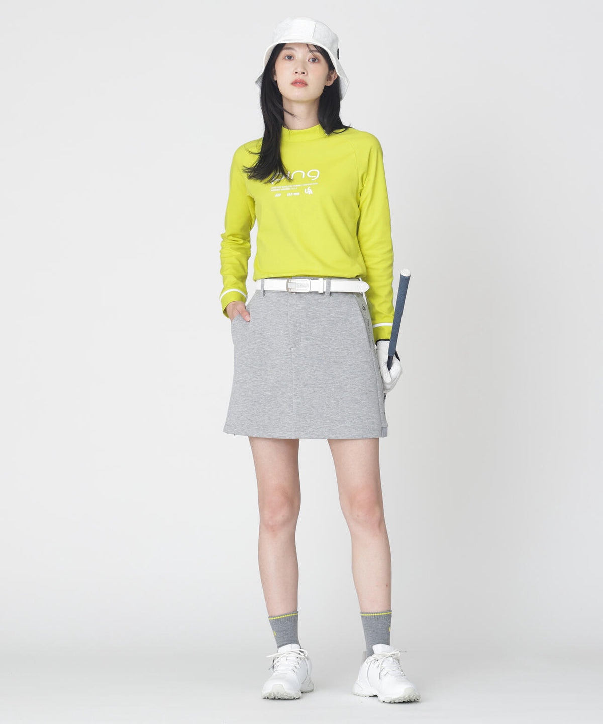 【PING APPAREL】格子リバーススクラムテック長袖ハイネックシャツ (LADIES)