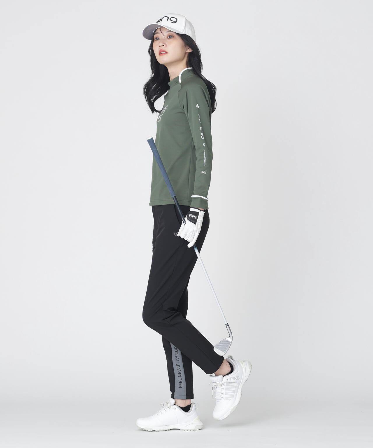 【PING APPAREL】格子リバーススクラムテック長袖ハイネックシャツ (LADIES)