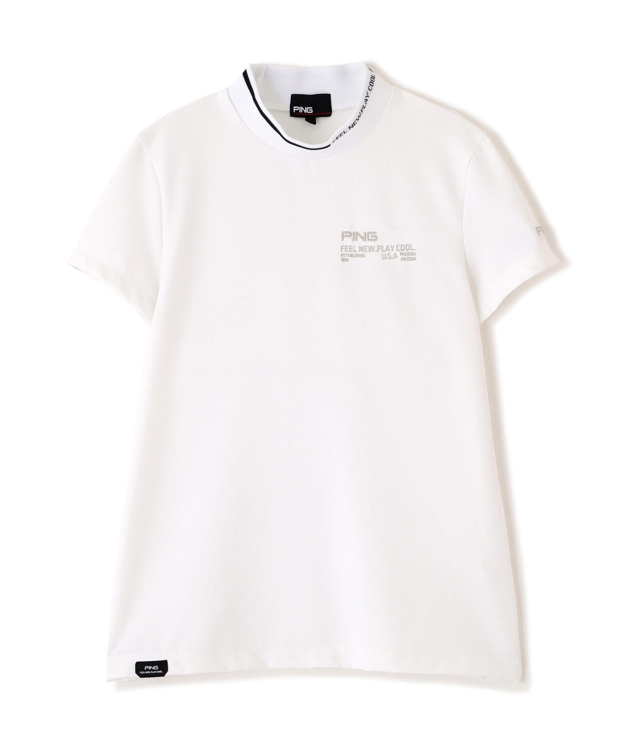 【PING APPAREL】ワッフルロゴジャカード衿半袖ハイネックシャツ (LADIES)