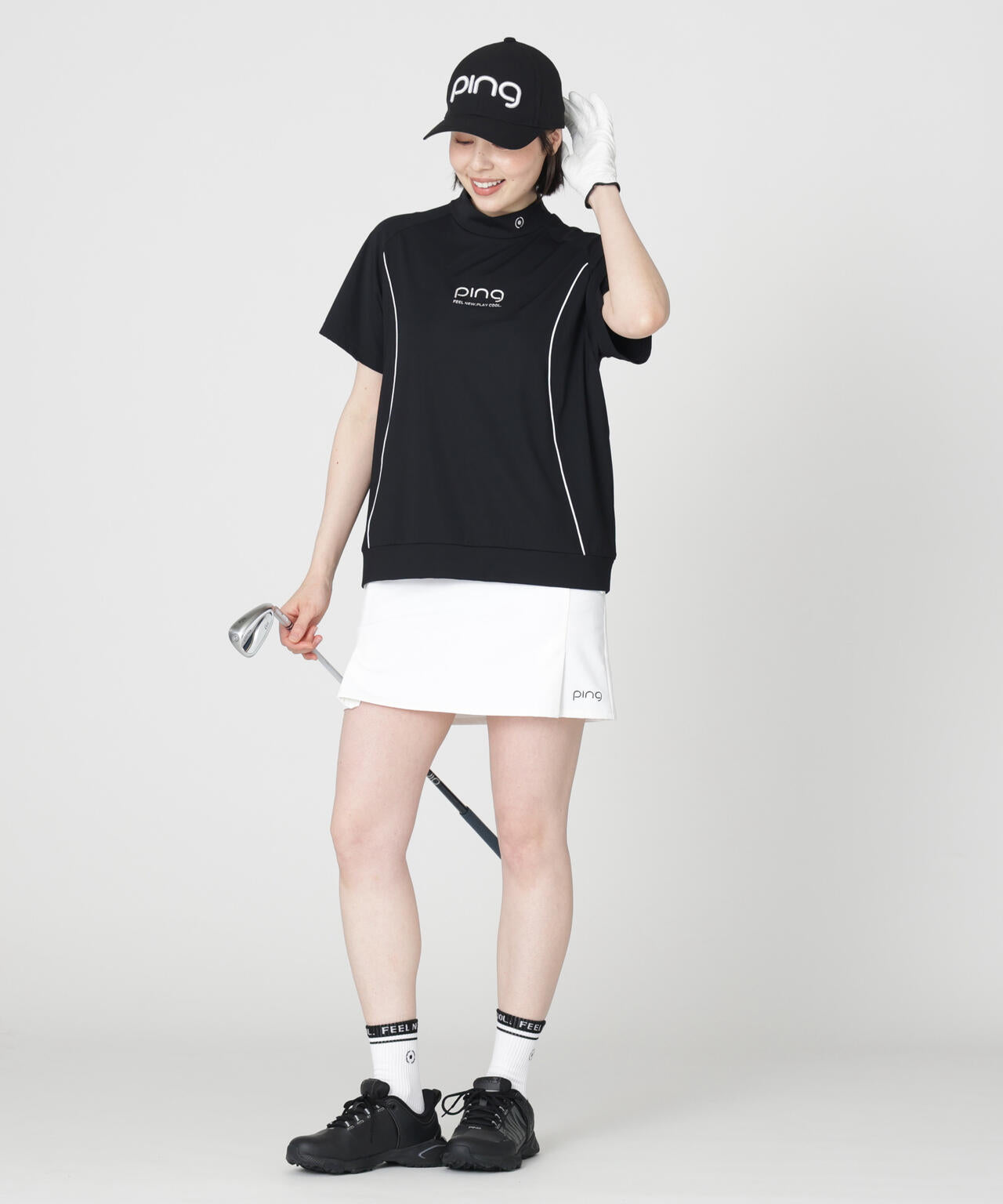 【PING APPAREL】リラックス半袖ハイネックシャツ (LADIES)