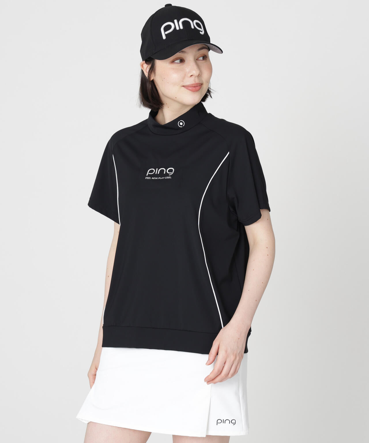【PING APPAREL】リラックス半袖ハイネックシャツ (LADIES)
