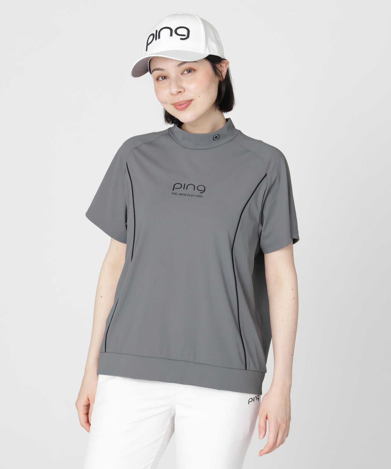 【PING APPAREL】リラックス半袖ハイネックシャツ (LADIES)