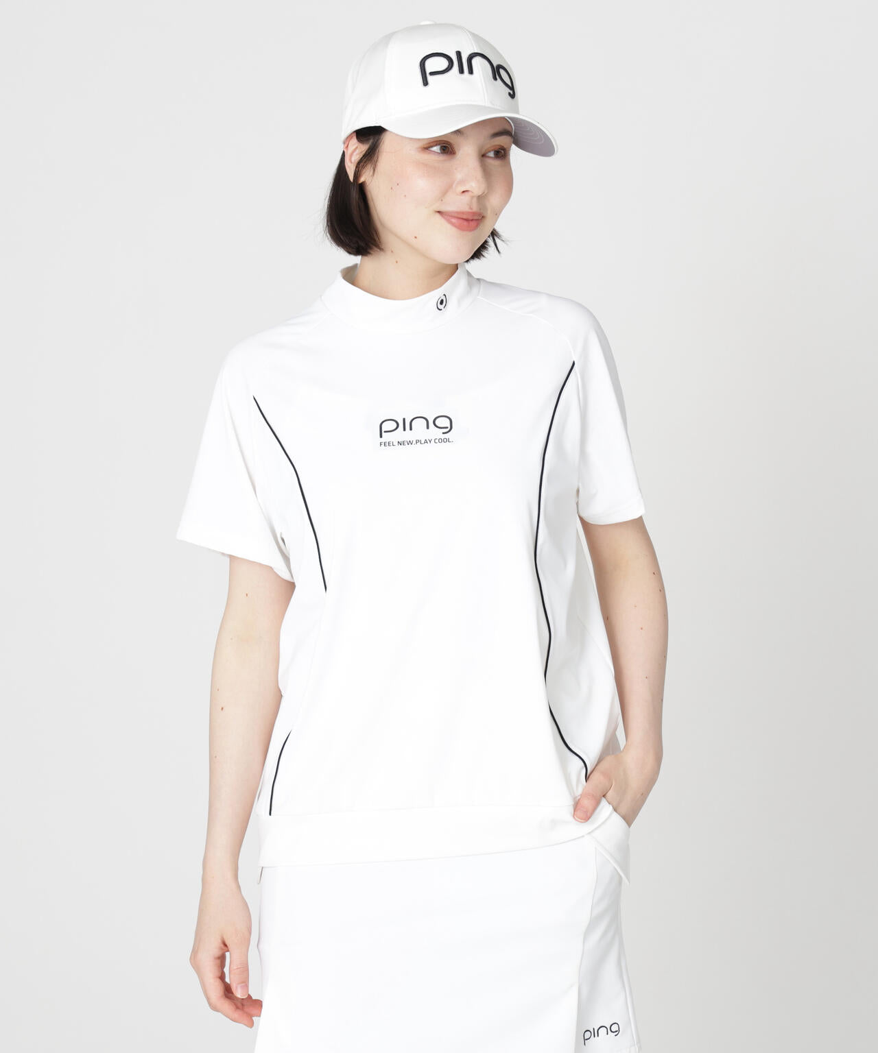 【PING APPAREL】リラックス半袖ハイネックシャツ (LADIES)