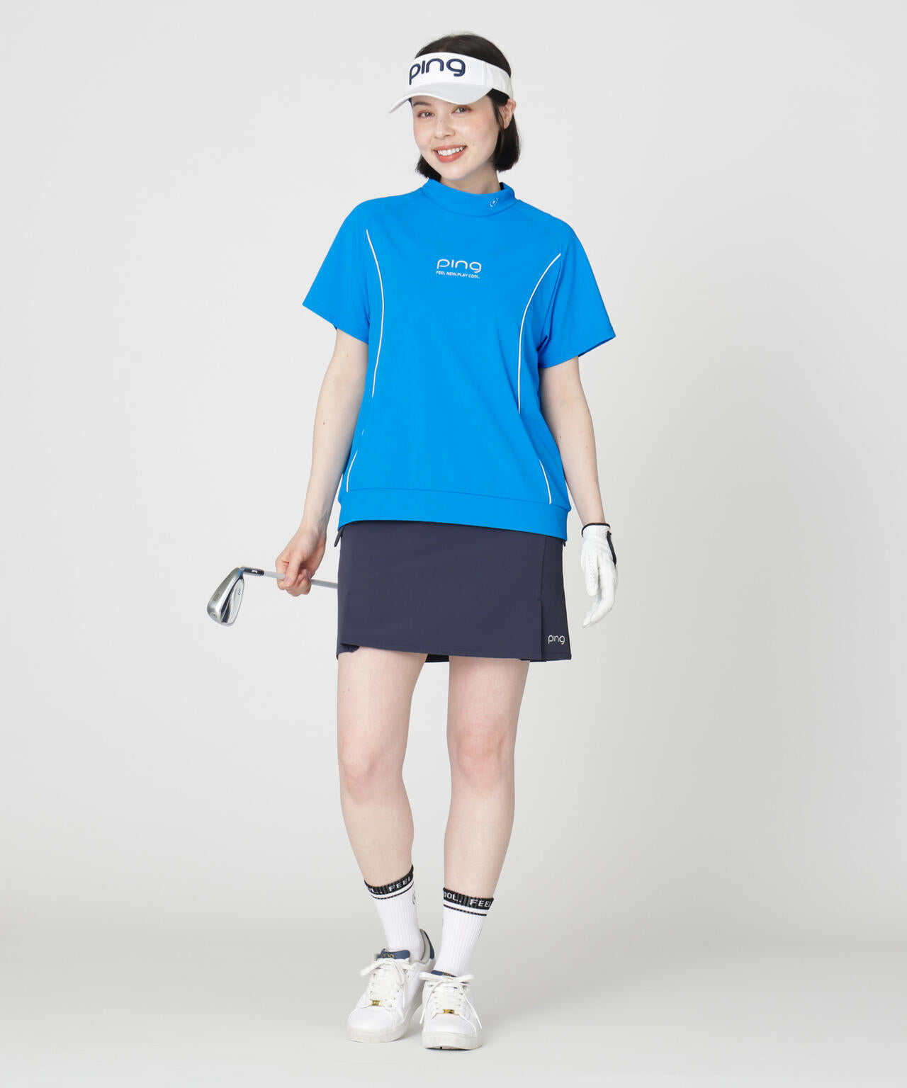 【PING APPAREL】リラックス半袖ハイネックシャツ (LADIES)