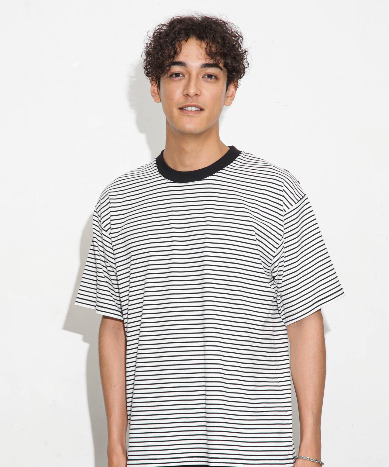 Anti Soaked 汗染み防止ボーダークルーネックT半袖