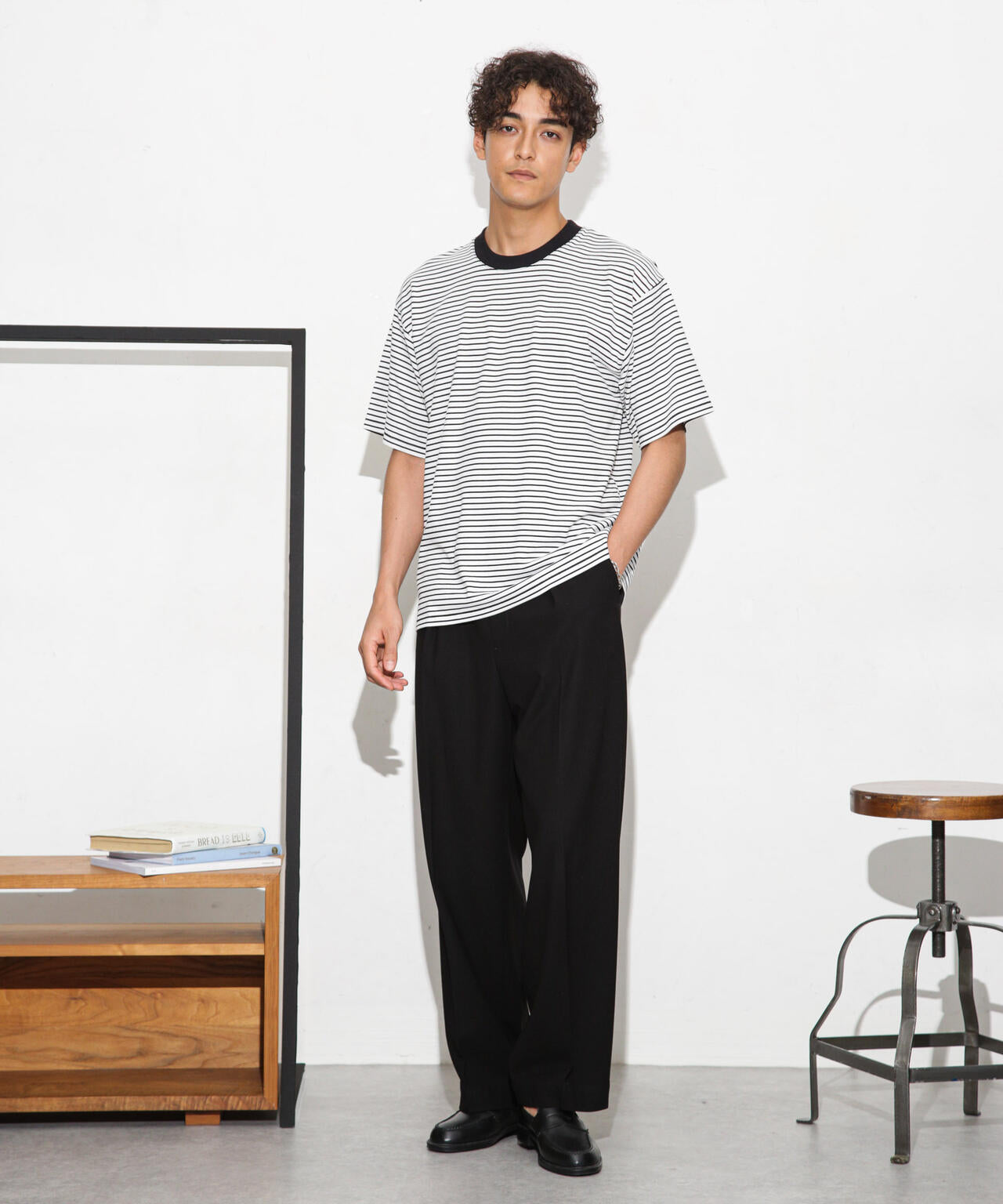 Anti Soaked 汗染み防止ボーダークルーネックT半袖