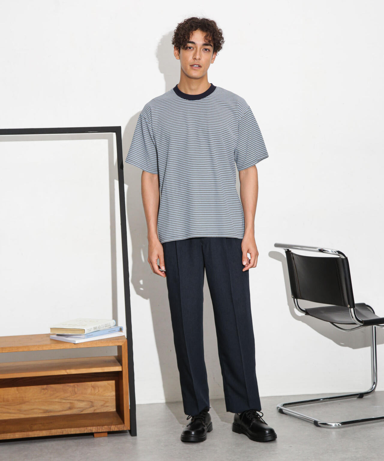 Anti Soaked 汗染み防止ボーダークルーネックT半袖