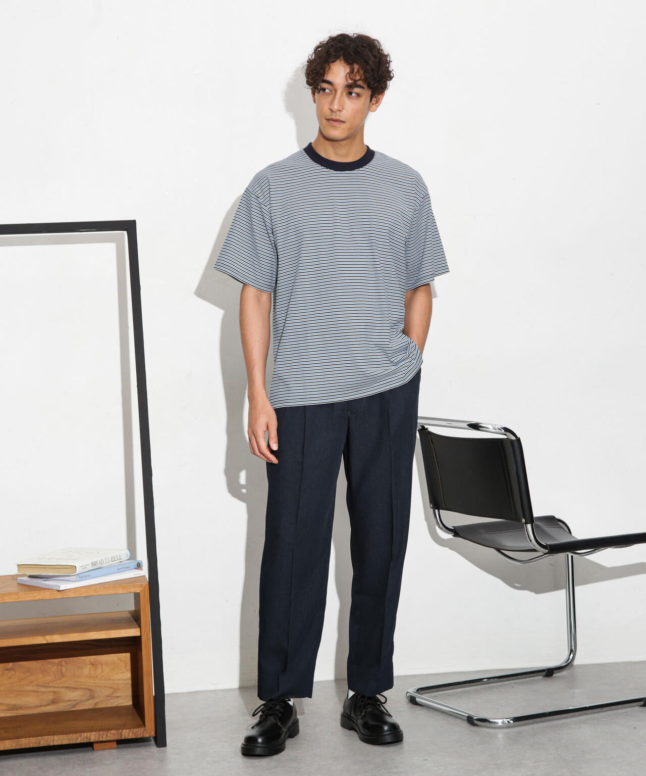 Anti Soaked 汗染み防止ボーダークルーネックT半袖