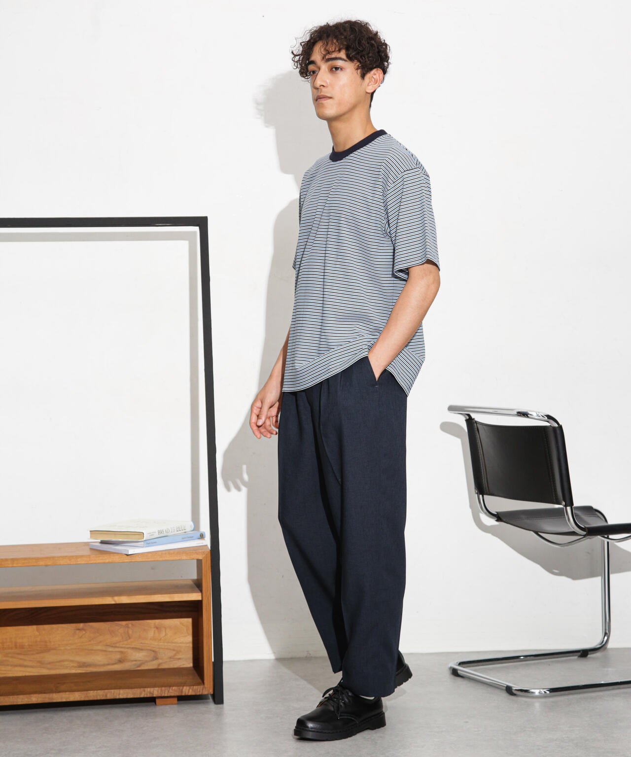 Anti Soaked 汗染み防止ボーダークルーネックT半袖