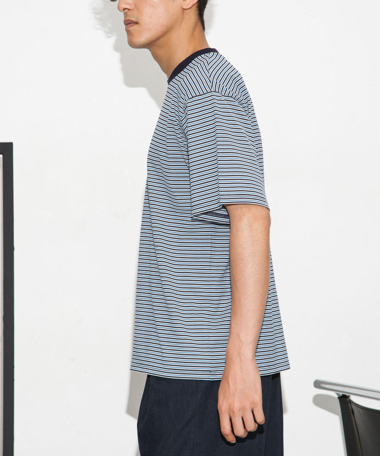 Anti Soaked 汗染み防止ボーダークルーネックT半袖