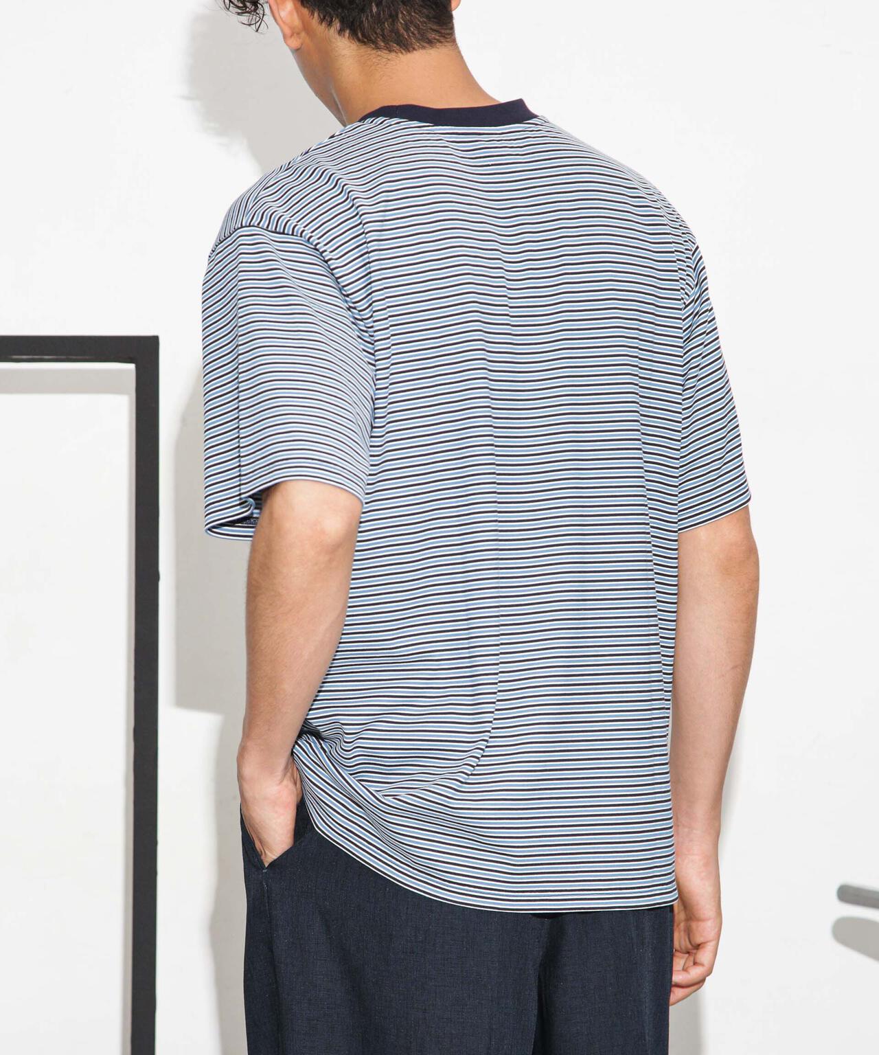 Anti Soaked 汗染み防止ボーダークルーネックT半袖
