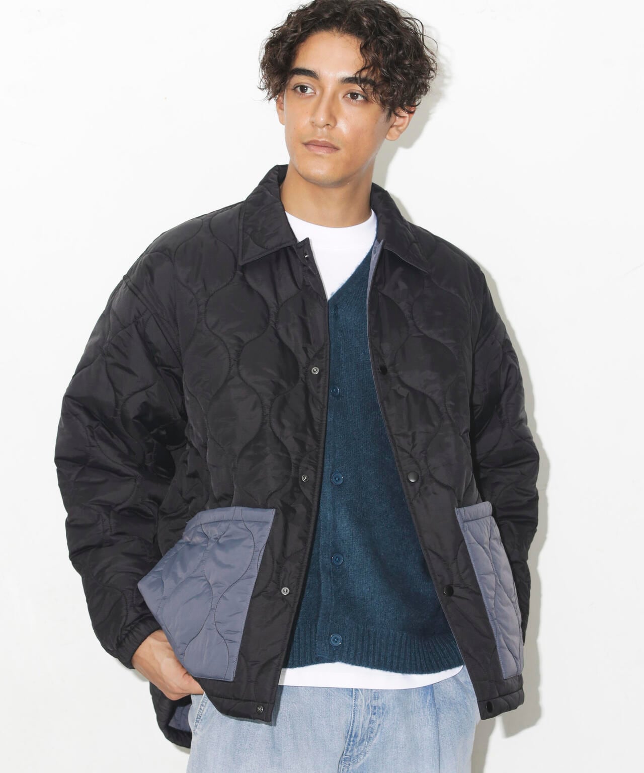 キルトナイロンコーチジャケット