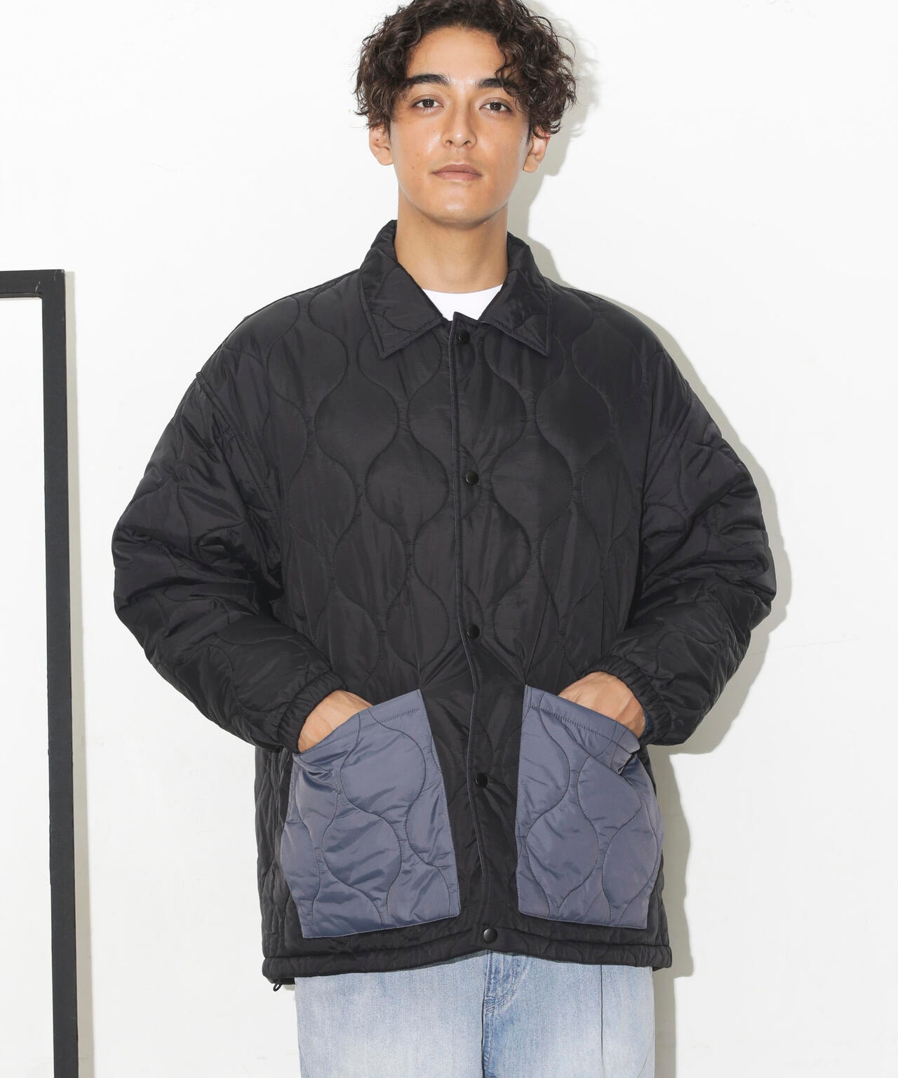 キルトナイロンコーチジャケット