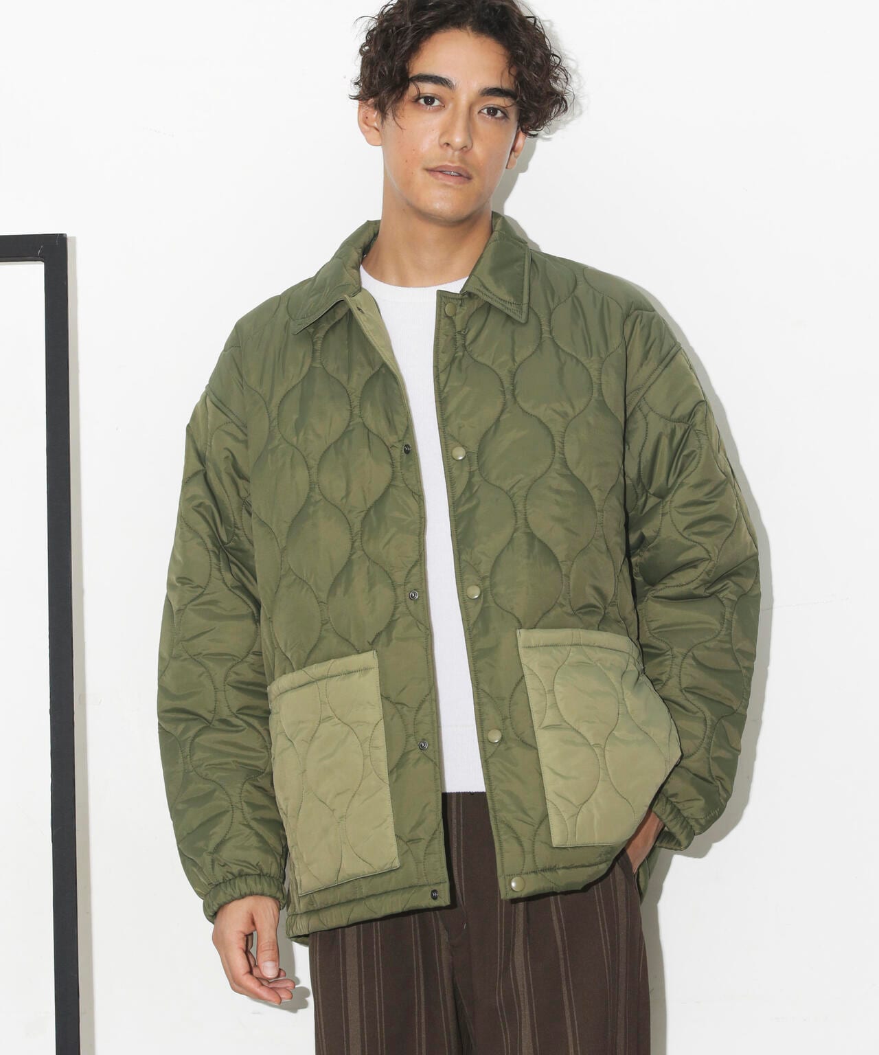 キルトナイロンコーチジャケット