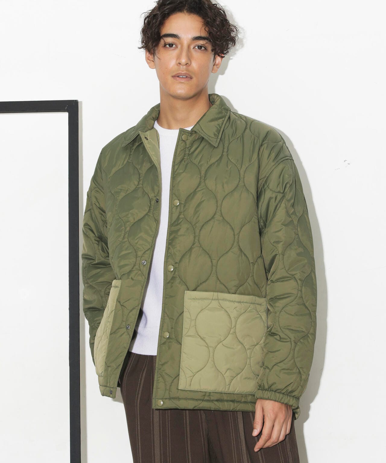 キルトナイロンコーチジャケット