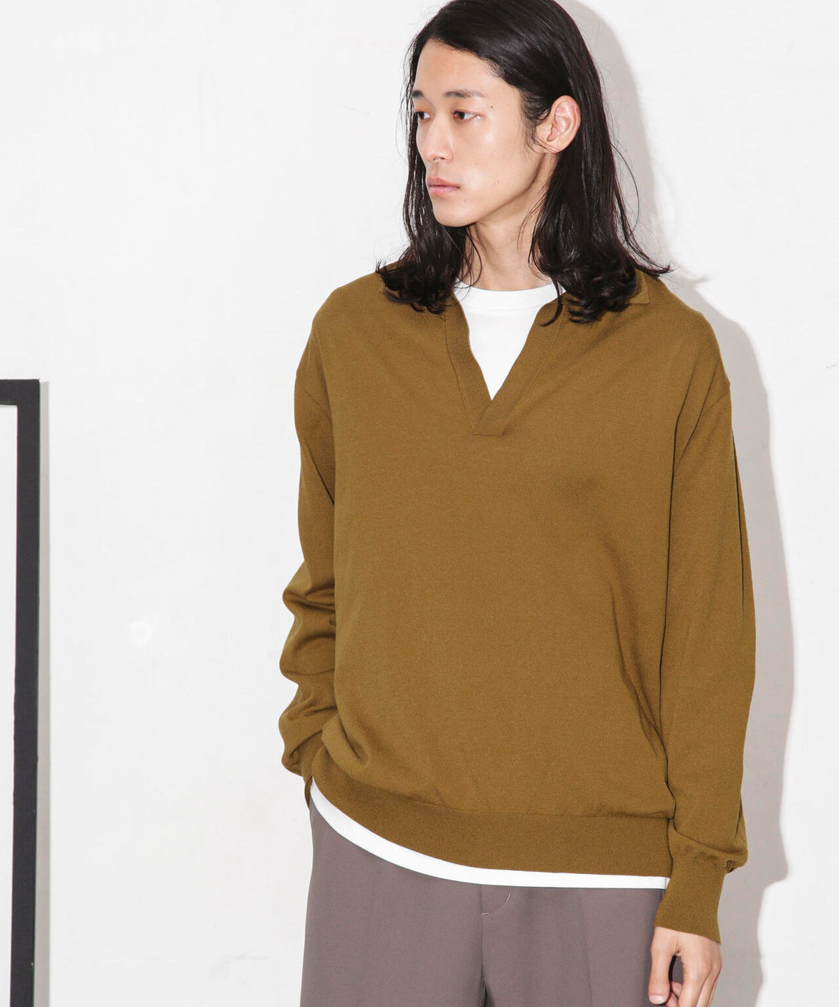 「ESSENTIAL LINE」天竺スキッパーポロ