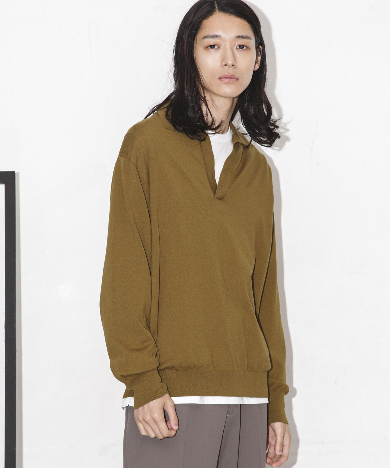 「ESSENTIAL LINE」天竺スキッパーポロ