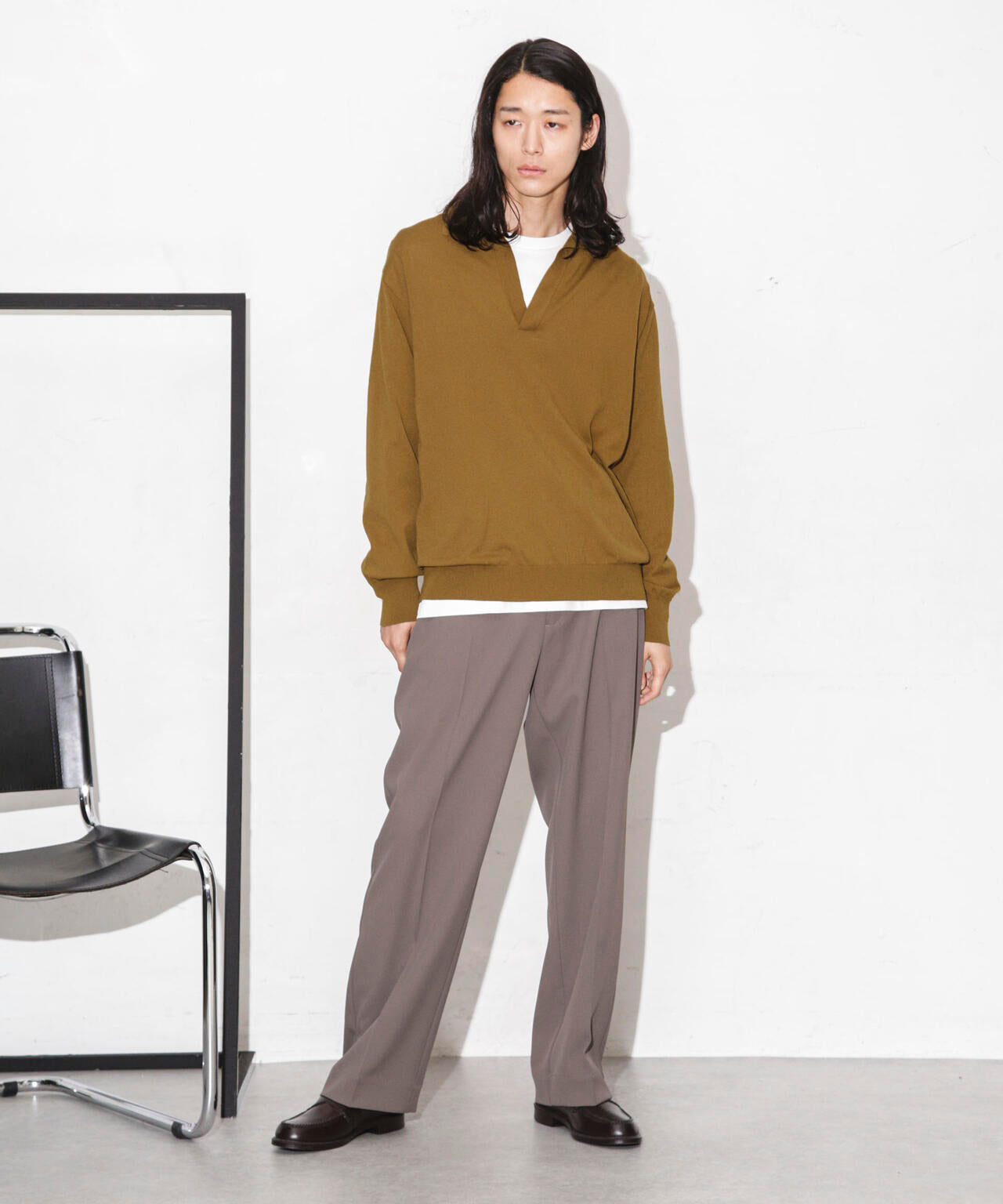 「ESSENTIAL LINE」天竺スキッパーポロ