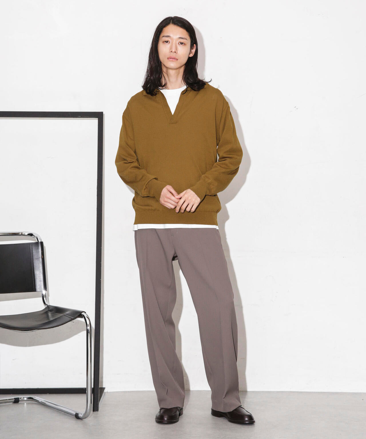 「ESSENTIAL LINE」天竺スキッパーポロ
