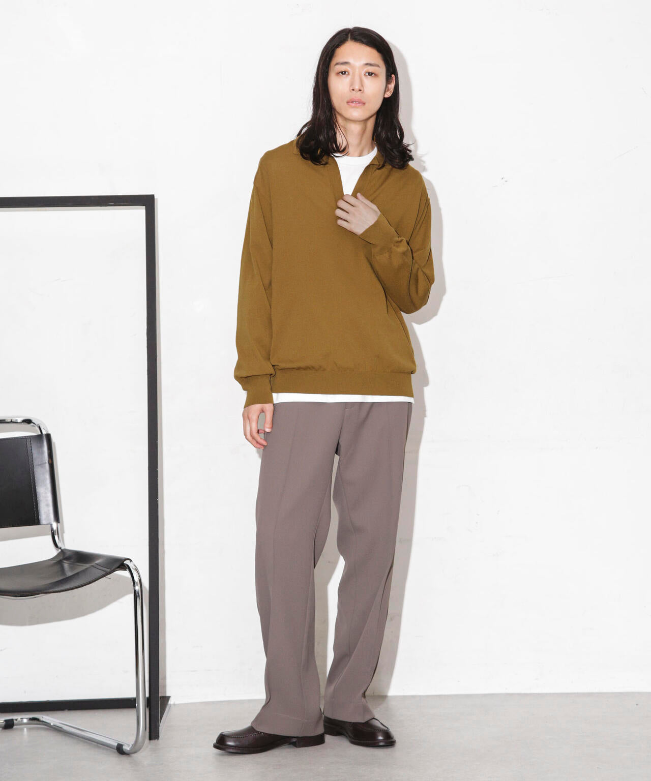 「ESSENTIAL LINE」天竺スキッパーポロ