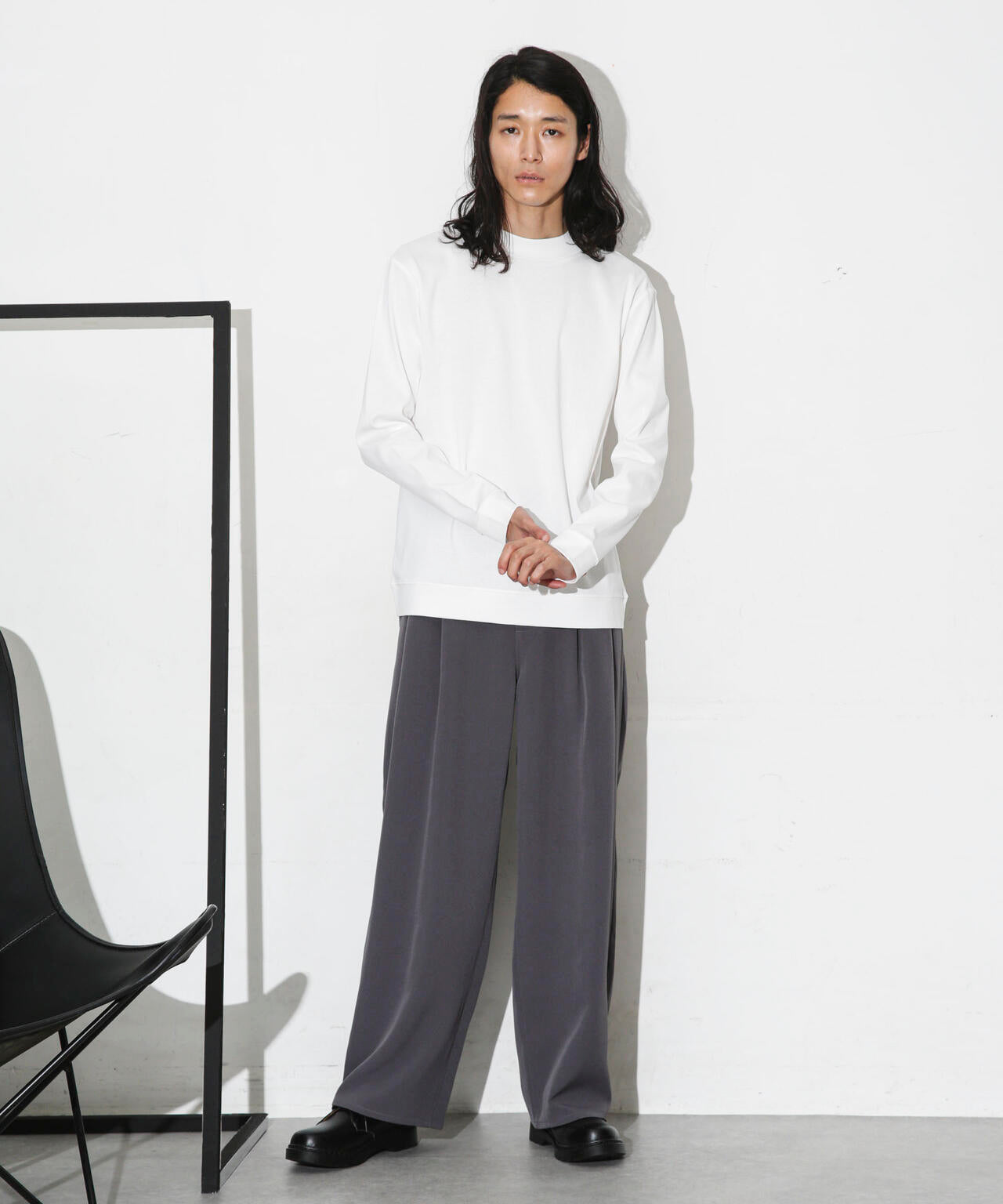 「FORMAL JERSEY」モックネックカットソー長袖