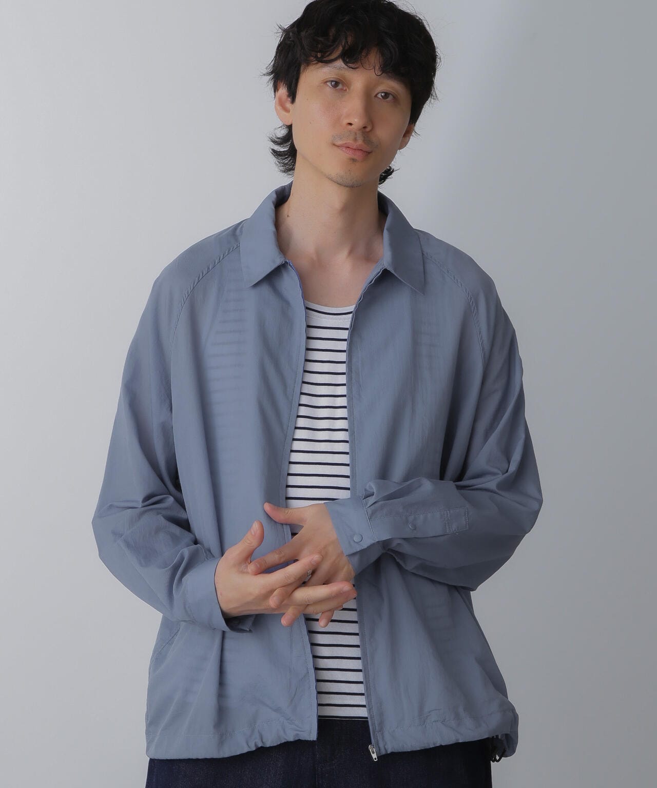 ナイロンジップアップシャツブルゾン