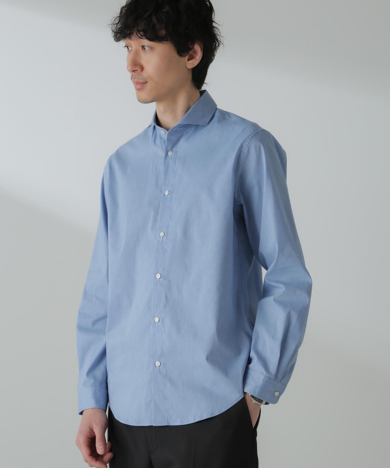 「ICE FLOW LINEN」カッタウェイシャツ 長袖